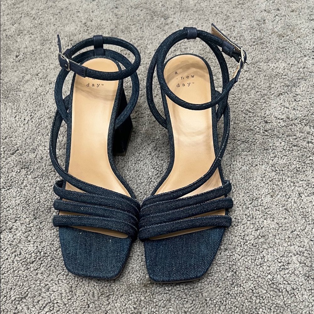 A New Day Women's Denim Strappy Heels